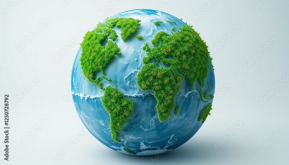 Green Planet Earth Globe 3D Model Sustainable Ecology Environment Global Concept Lush Green Grass World Map Blue Ocean Digital Illustration Eco Green Planet Earth Globe 3D Model Sustainable Ecology Environment Global Concept Lush Green Grass World Map Blue Ocean Digital Illustration Eco