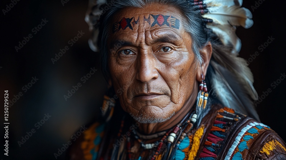 Obraz premium Native American in Traditional Clothing