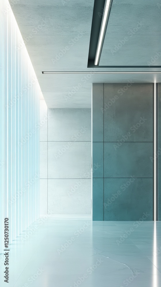 Fototapeta premium Modern Architectural Design: Empty Office Corridor with Minimalist Interior