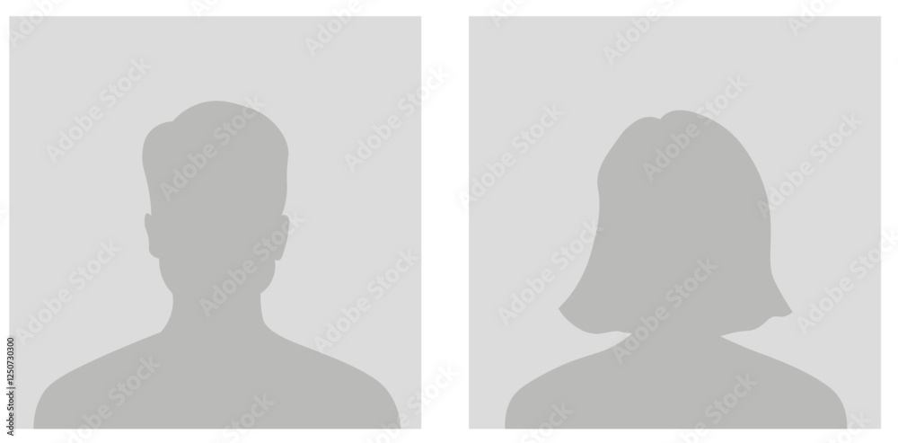 Simple Gray Avatar Icons Representing Male And Female Profiles. Vector Minimalist Design With A Professional Touch