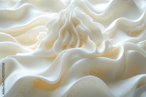A white sheet of whipped cream with a small white swirl on top