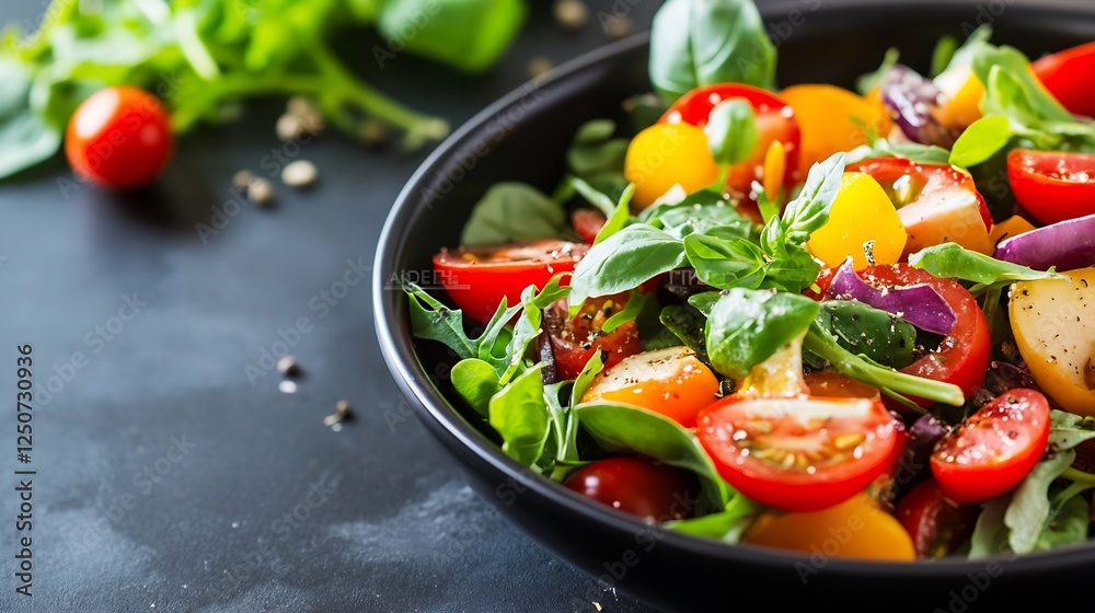 Fresh Colorful Salad with Variety of Vegetables Ready to Eat : Generative AI Fresh Colorful Salad with Variety of Vegetables Ready to Eat : Generative AI