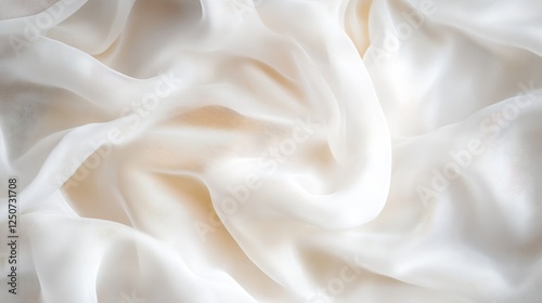 Delicate white silk fabric gently flowing with soft light creating an elegant and serene background : Generative AI