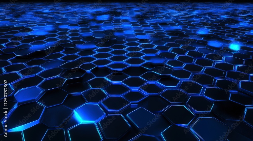 Fototapeta premium Stunning Hexagonal Pattern, Futuristic Technology Design, Dark Blue Geometric Art