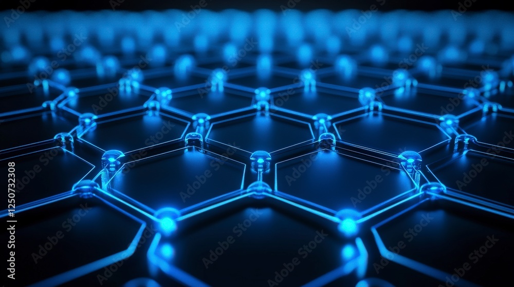 Naklejka premium Abstract Hexagonal Network Design: A Futuristic Technological Visualization