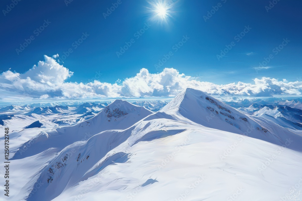 Obraz premium Majestic snowcovered landscape vast mountain range nature photography clear sky aerial view tranquil scenery