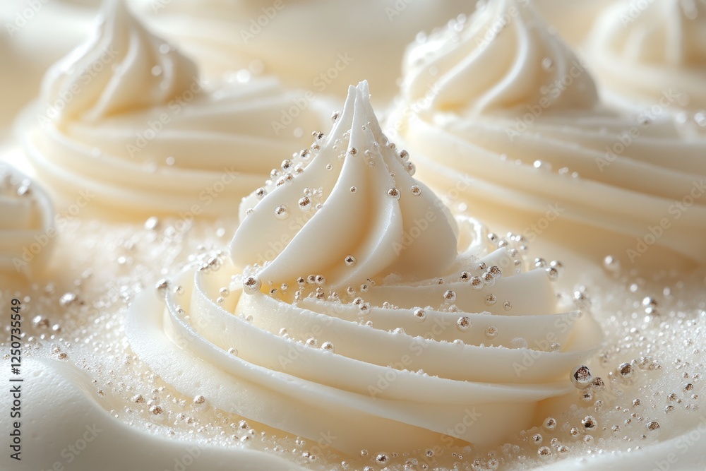 A white frosted cupcake with a silver and gold sprinkles on top A white frosted cupcake with a silver and gold sprinkles on top