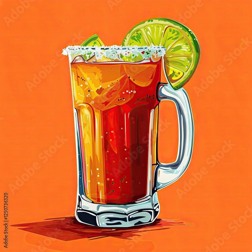 Refreshing michelada mix in a glass pint with a salted rim and vibrant colors