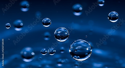 Wallpaper Mural Bubbles underwater in dark blue water, blue bubble design Torontodigital.ca