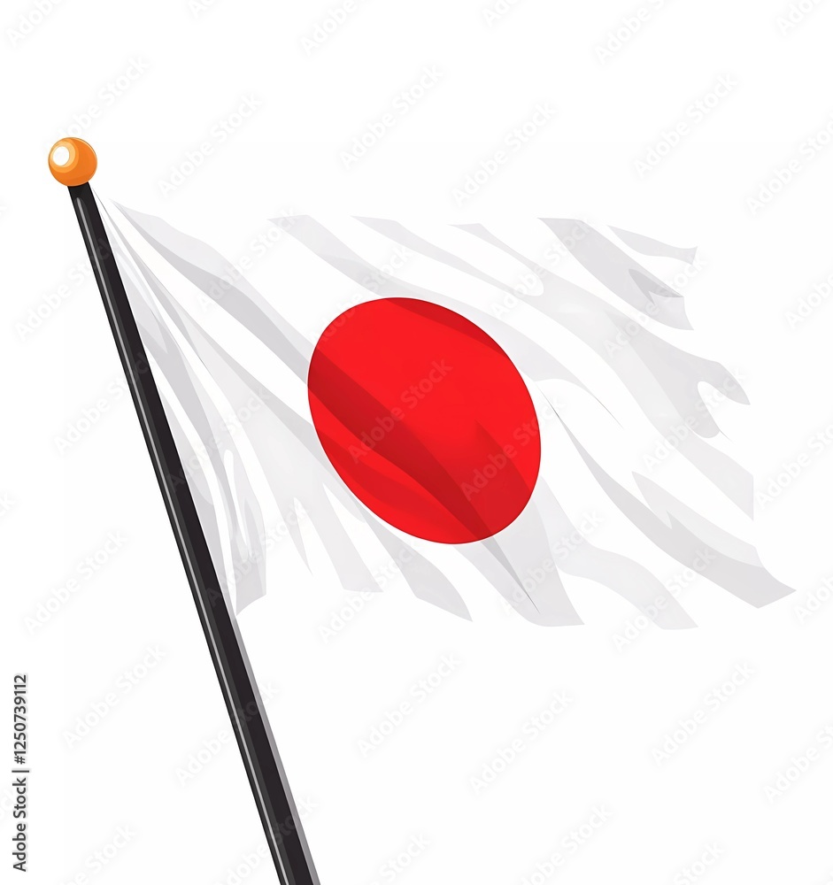Japanese flag vector, white background flat illustration vector design, simple style
Japanese flag vector, white background flat illustration vector design, simple style