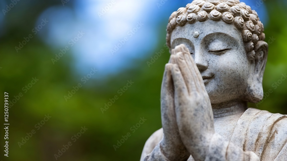 Serene stone Buddha statue in a peaceful outdoor setting symbolizing tranquility and mindfulness : Generative AI Serene stone Buddha statue in a peaceful outdoor setting symbolizing tranquility and mindfulness : Generative AI