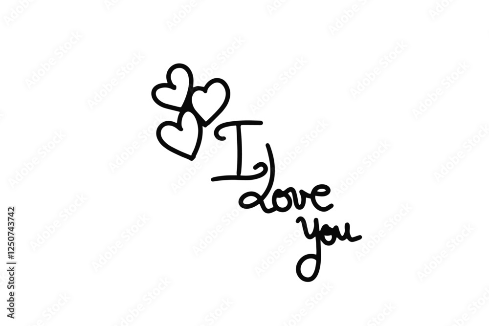 Vector of the text 'Love' with hearts and ornaments Vector of the text 'Love' with hearts and ornaments