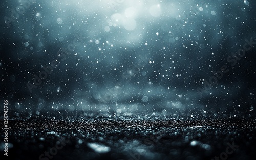 Dark blue, rainy night scene, bokeh effect background, for product display photo