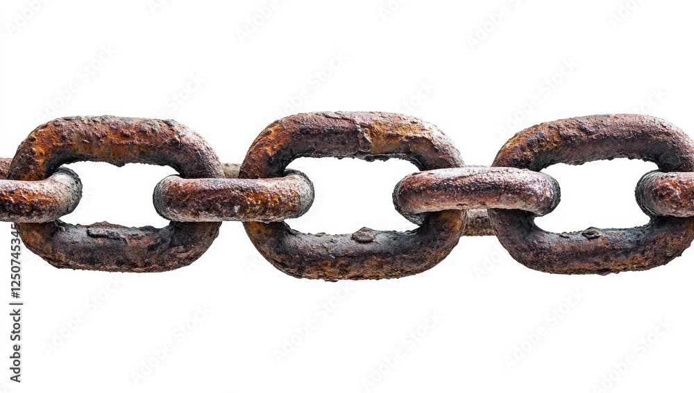 Rusty chain links isolated on white background. Rusty chain links isolated on white background.