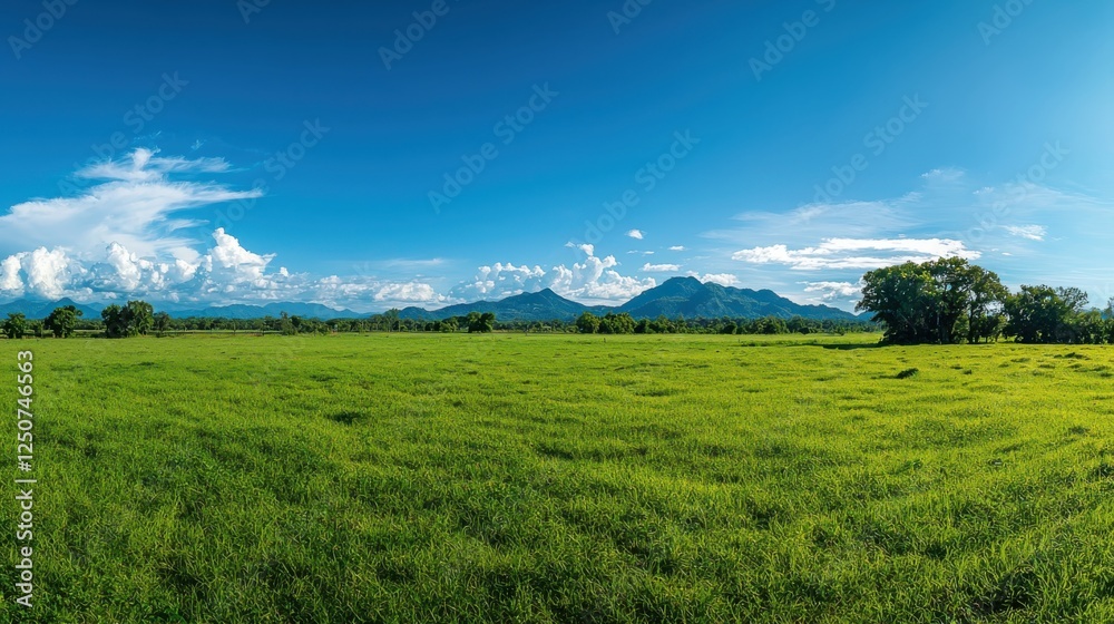Fototapeta premium Sustainable agriculture practices lush green farm fields scenic landscape vibrant environment aerial viewpoint eco-friendly concept