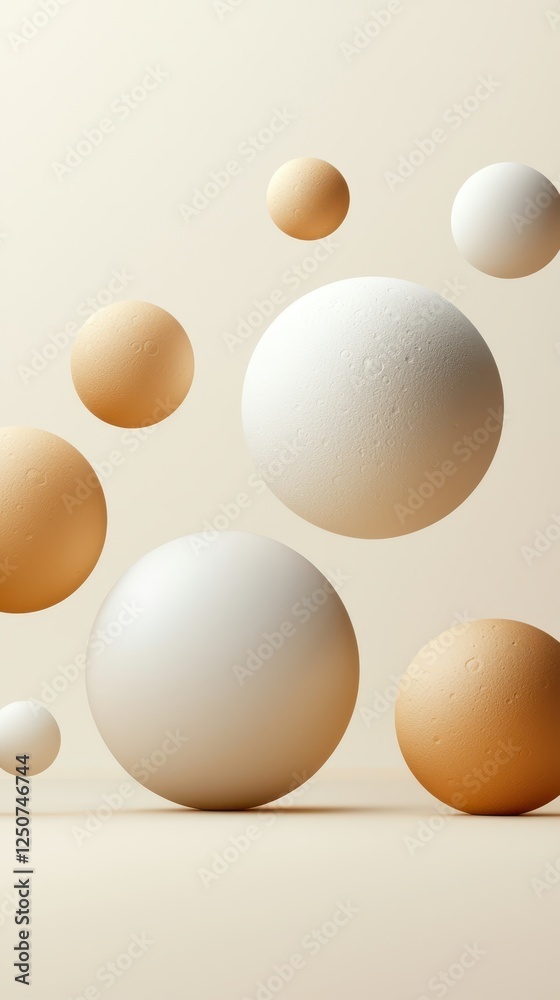 Floating shapes exploration minimalist studio abstract art calm environment eye-level view conceptual design