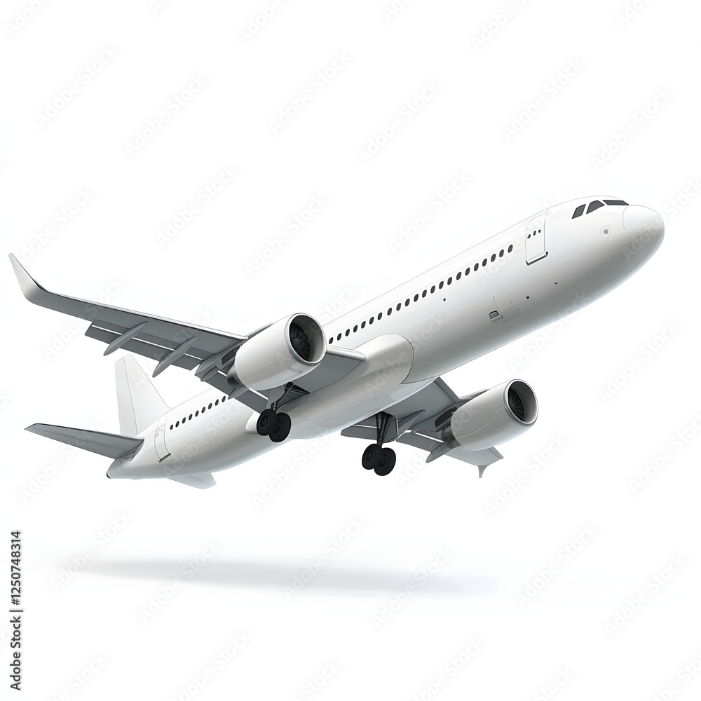 Obraz premium white airplane flying, isolated on a white background