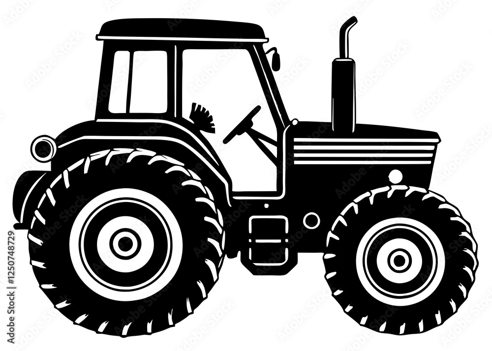 Obraz premium Tractor Silhouette Vector Illustration – Multiple Angles Design