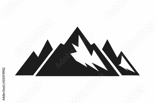 Free Download Mountain and Pine Trees Black Silhouette on White - Vector Illustration - GFXLoad