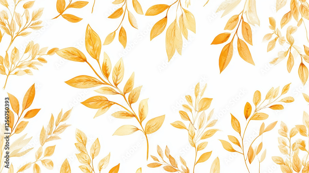 Seamless background pattern of golden cartoon barley or wheat ears arranged in bunches of three in square format , vector illustration on white