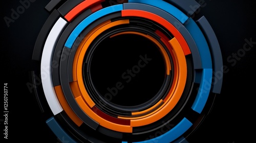Modernistic Circle: A sleek, geometric design of multi-colored concentric circles with a deep, dark core creates a striking visual display of depth and dimension.