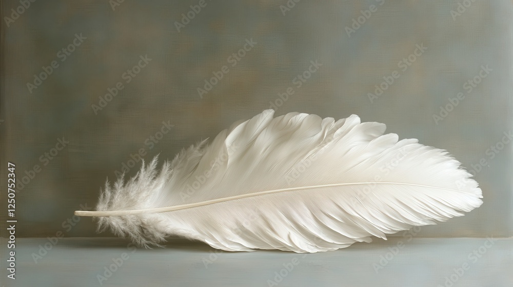 Obraz premium Delicate White Feather on a Pastel Background