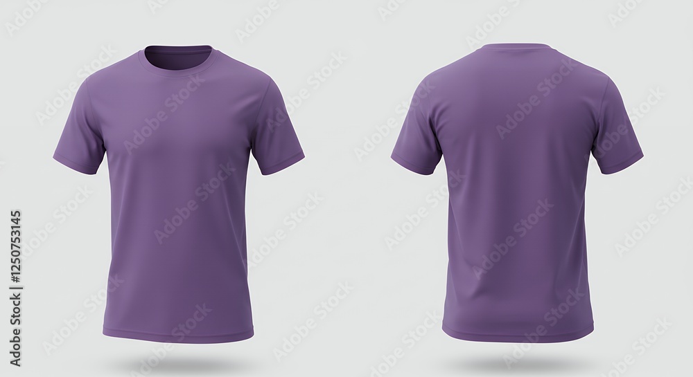 Purple T Shirt Mockup Front and Back View Purple T Shirt Mockup Front and Back View
