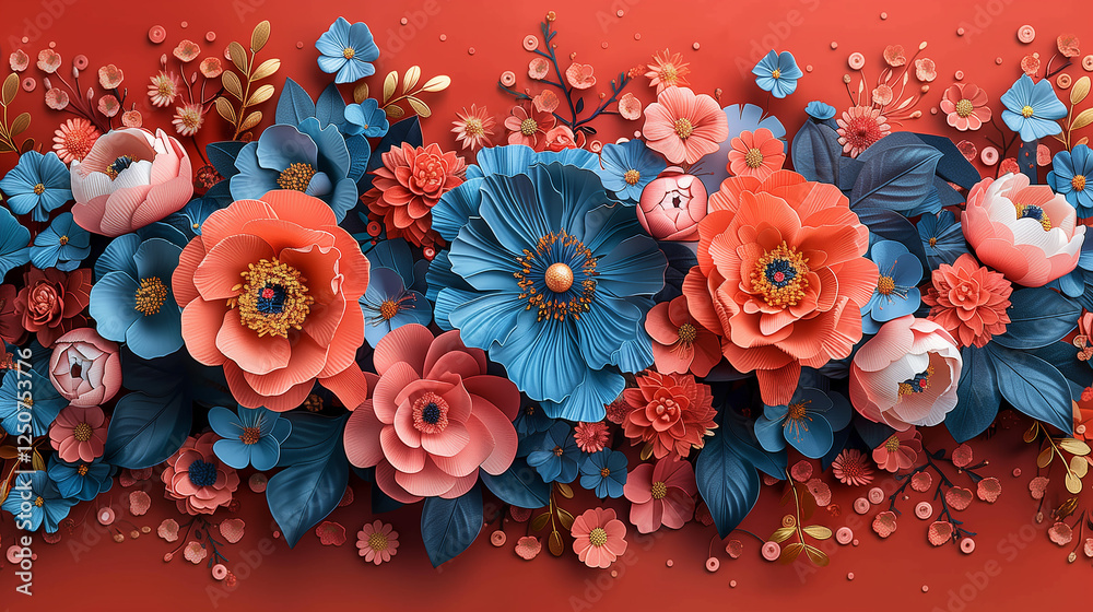 Fototapeta premium red and blue flower