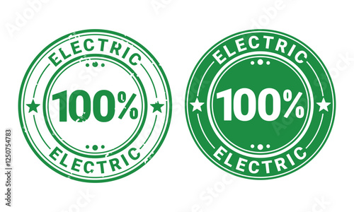Green energy label, electric power stamp vector template illustration