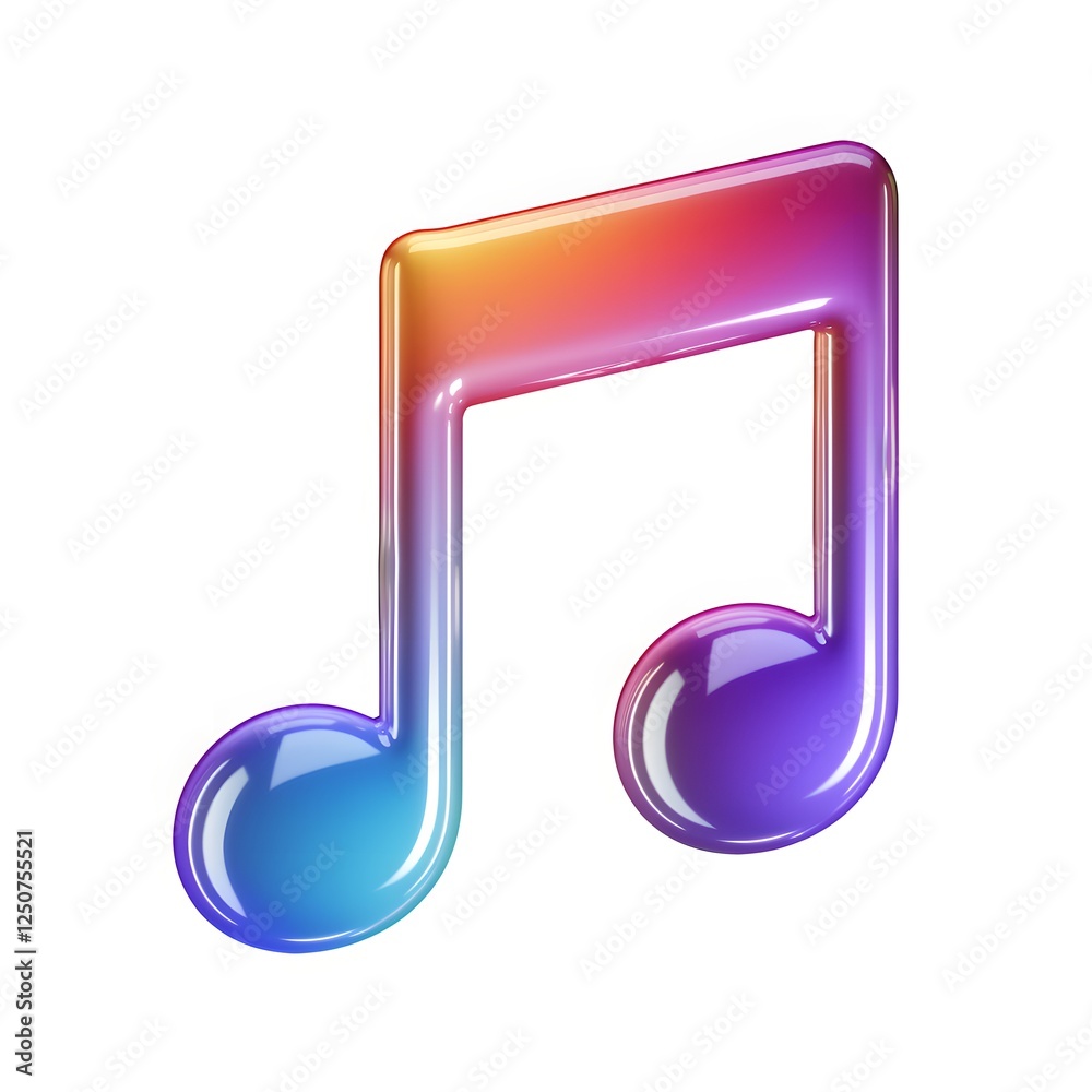 Glossy Colorful Double Eighth Note with Gradient Effect. Glossy Colorful Double Eighth Note with Gradient Effect.