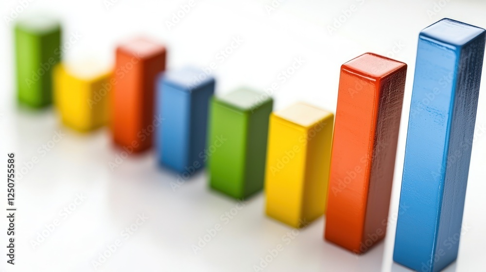 Sleek bar graph with vibrant colors, against white background Sleek bar graph with vibrant colors, against white background