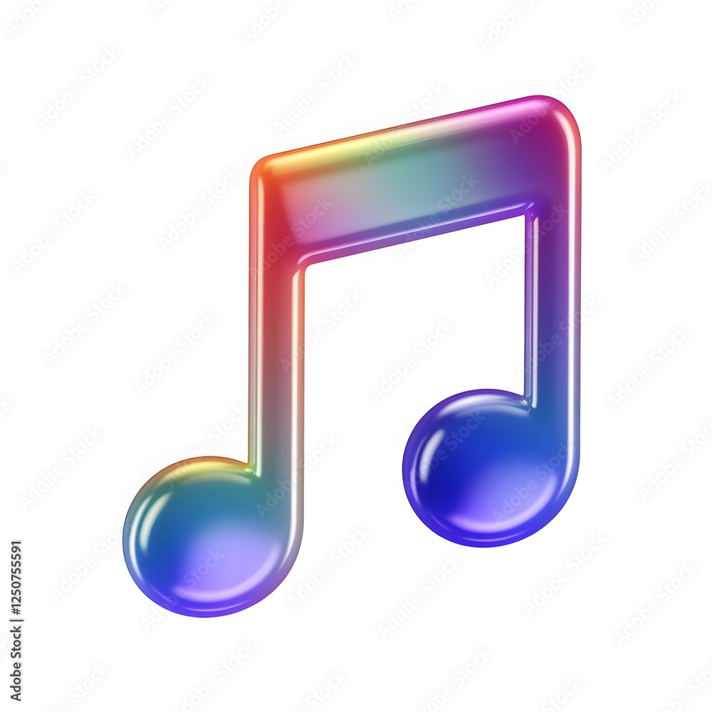 Glossy Colorful Double Eighth Note with Gradient Effect. Glossy Colorful Double Eighth Note with Gradient Effect.