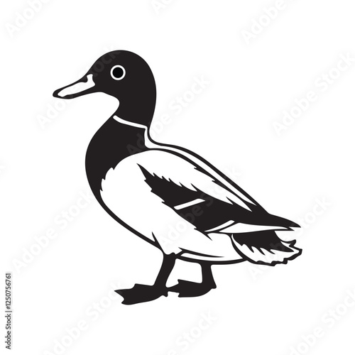 Modern floating duck and hunting logo. Vector illustration.