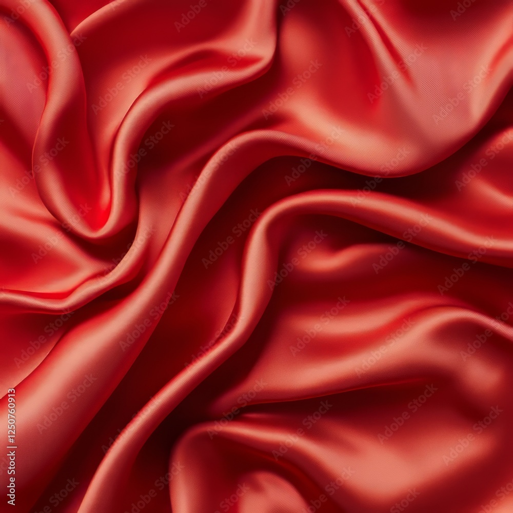 Fototapeta premium Bright Red Silk Digital Background, Generative AI