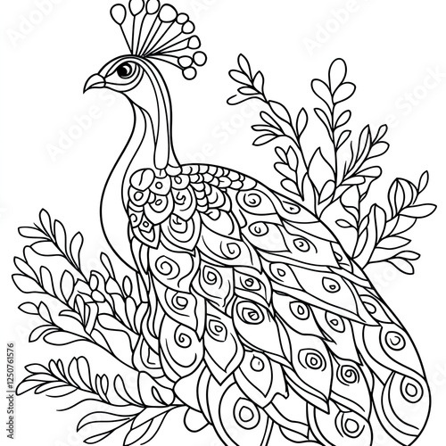 Wallpaper Mural Beautiful Peacock Bird Coloring Page for Kids Simple and Fun Torontodigital.ca