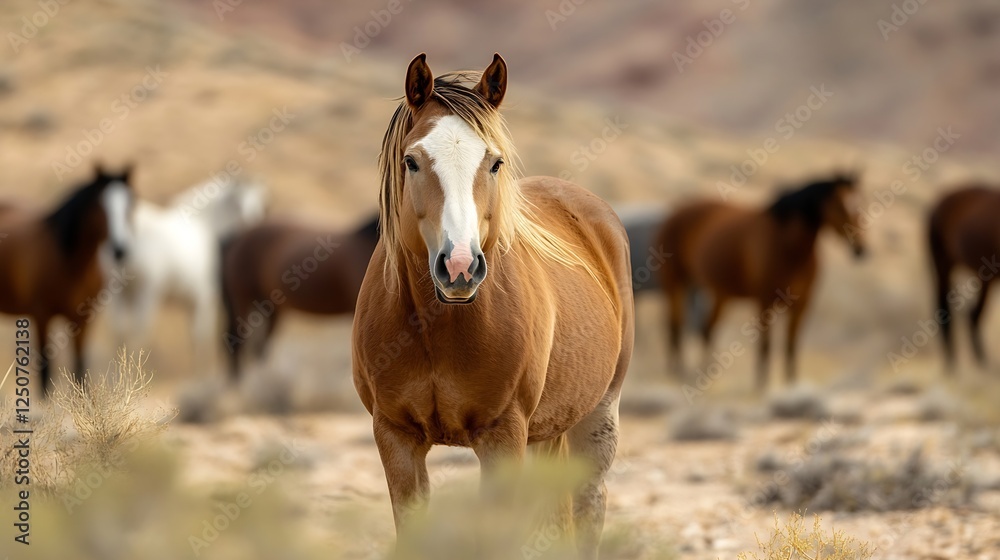Stunning closeup of a beautiful horse in a desert landscape showcasing wild spirit and grace : Generative AI Stunning closeup of a beautiful horse in a desert landscape showcasing wild spirit and grace : Generative AI