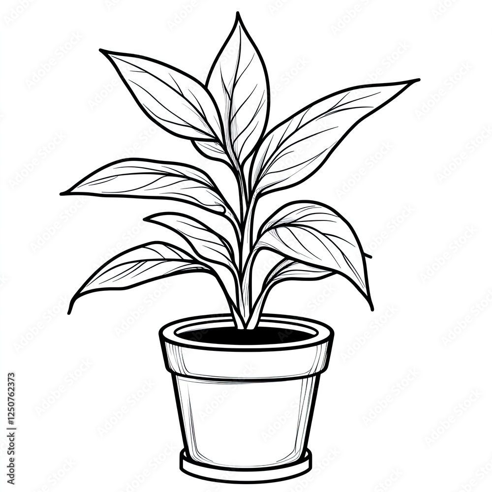 Charming Potted Plant Coloring Page Illustration Simple Design for Relaxation and Creativity Charming Potted Plant Coloring Page Illustration Simple Design for Relaxation and Creativity