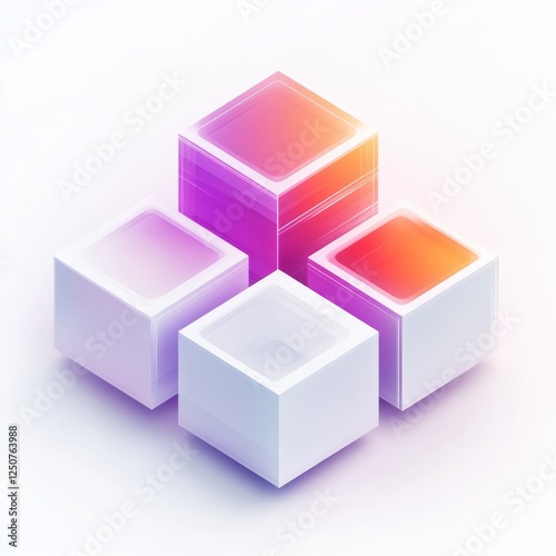 4 cubes logo design on white