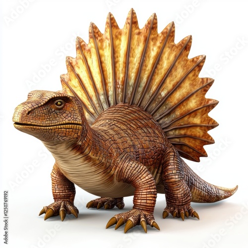 3D icon cartoon of a dimetrodon isolated on white photo