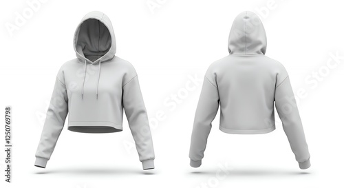Women s Cropped Hoodie Mockup   Front and Back View