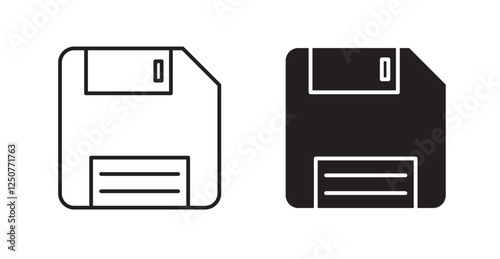 Floppy disk filled and outlined icons vectors on white background