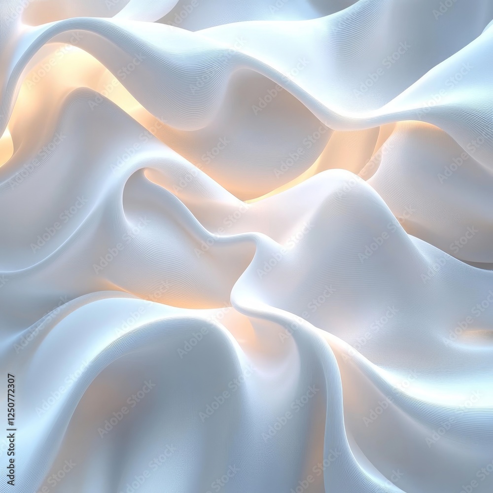 Fototapeta premium 3D Light White Digital Background with Elegant Flow, Generative AI