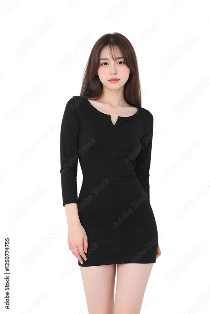 woman in a long sleeve mini dress on transparent background woman in a long sleeve mini dress on transparent background