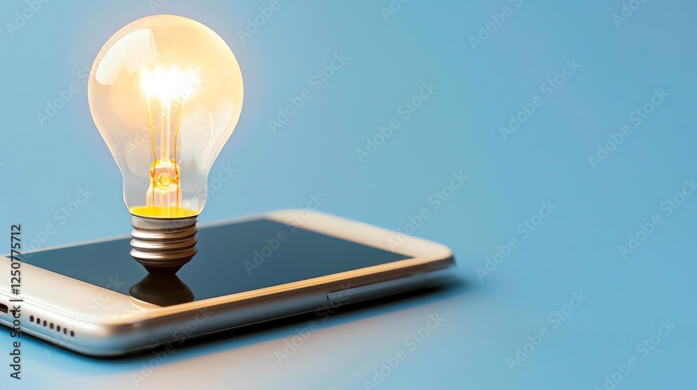 A glowing lightbulb icon on a phone represents Innovation Leadership A glowing lightbulb icon on a phone represents Innovation Leadership