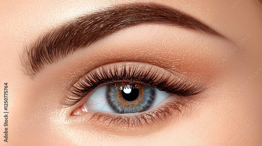 Obraz premium Captivating and Stunningly Detailed Close Up Portrait of a Woman s Eye with Exquisitely Enhanced Lashes and Flawless Makeup Showcasing the and Skill of 3D