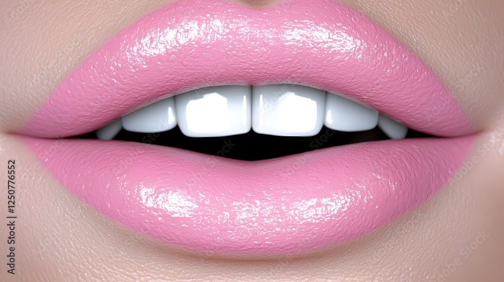 Obraz premium Captivating close up view showcasing the intricately detailed harmonious textures and tones of a vibrant pink lipstick in a stunning 3D a sense of elegance luxury and feminine allure