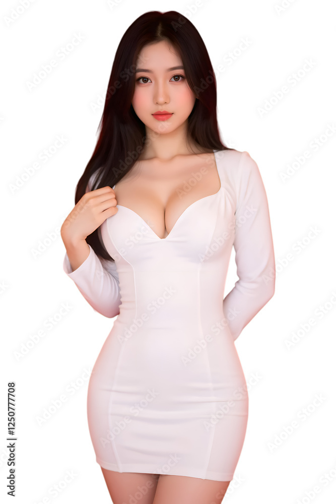 woman in a long sleeve mini dress on transparent background woman in a long sleeve mini dress on transparent background