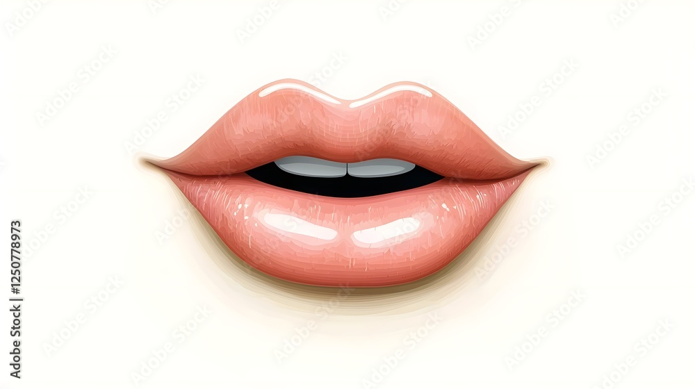 Detailed 3D showcasing the luxurious texture and harmonious tones of a delicate pink lipstick  The close up view highlights the sophisticated elegance and sensual allure of this cosmetic product