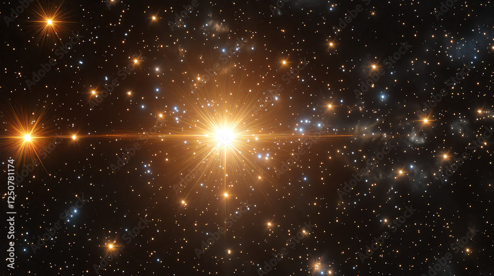 Naklejka premium A breathtaking view of shimmering stars in the vastness of space, showcasing the beauty of the universe. Bright celestial points twinkle against a dark cosmic background.