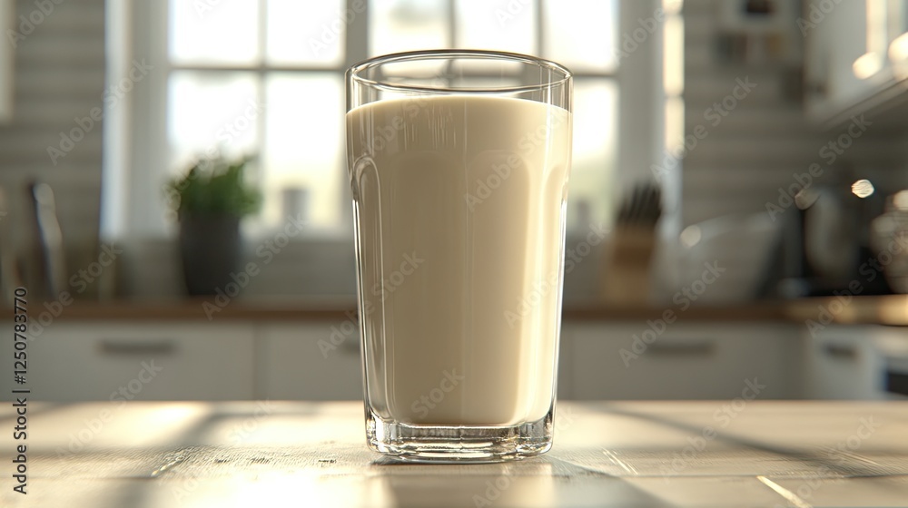 A glass of traditional milk beside a dairy-free alternative on a kitchen counter. A glass of traditional milk beside a dairy-free alternative on a kitchen counter.